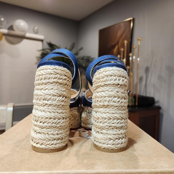 NEW Christian Louboutin Super Mariza Denim Platform Dandal size 40 - Picture 6 of 12